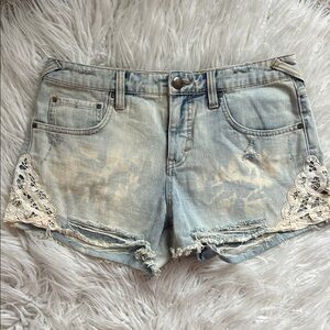 Free People Denim Lace Trim Women Shorts